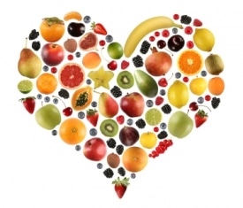 heart made of fruit